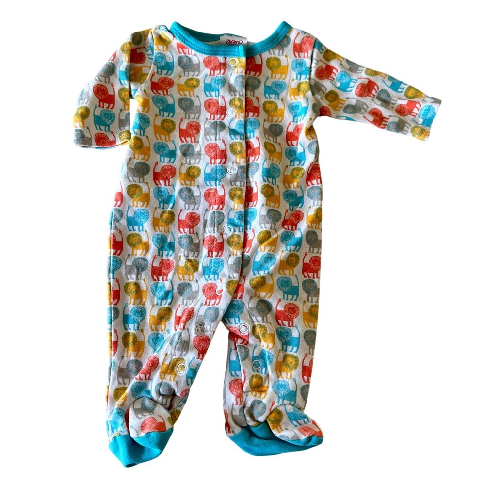 Zutano Newborn Lion Print One-Piece - Snap Front Romper